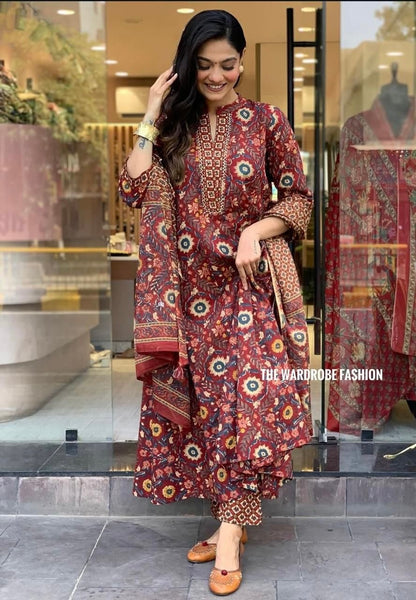 New Anarkali Kurta Set with New Style in Saganeri Block Print