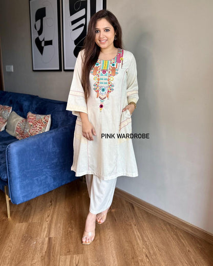 Embroidered Kurta & Plazoo