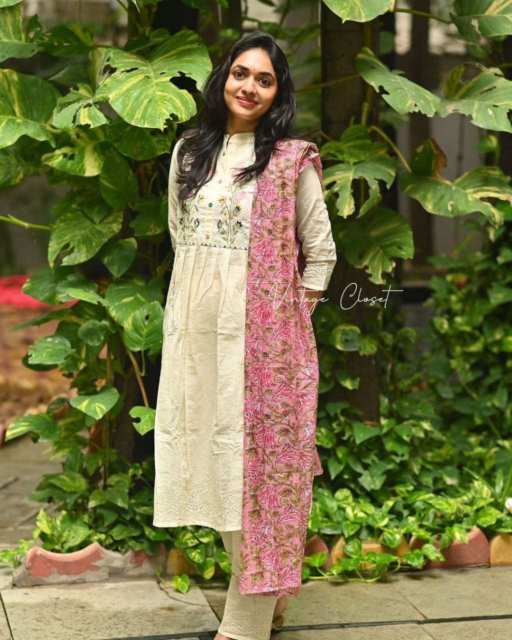 Cotton Embroidered Kurta with Pant and Dupatta