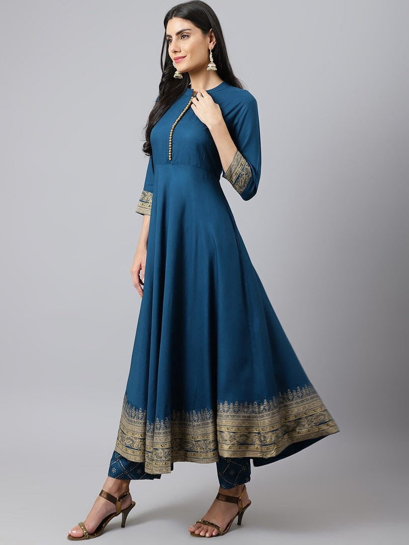 Beautiful Heavy Printed Anarkali Kurti And Full Printed Palazzo And Dupatta