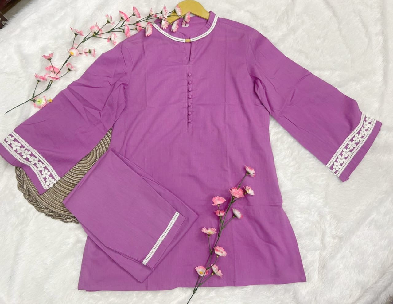 Premium Cotton Top Including Beautiful Potly Button Work