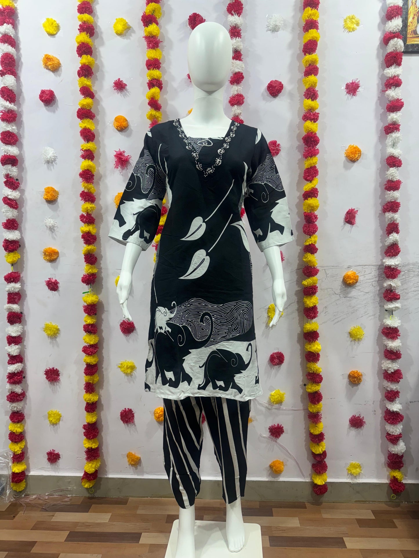 Beautiful Reyon Sulb kurta and Pant Hand Work Embroidery On Kurta Paired With Pant