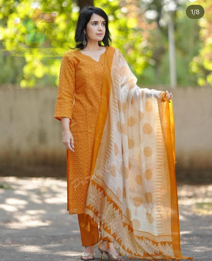 SCHIFFLI EMBROIDERY KURTI IN CLASSIC COLOUR WITH HANDLOOM KHADI SILK DUPATTA