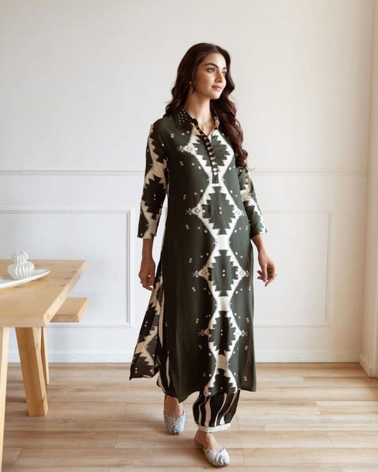 Amazing Printed Soft Reyon Kurta Co-ord Set