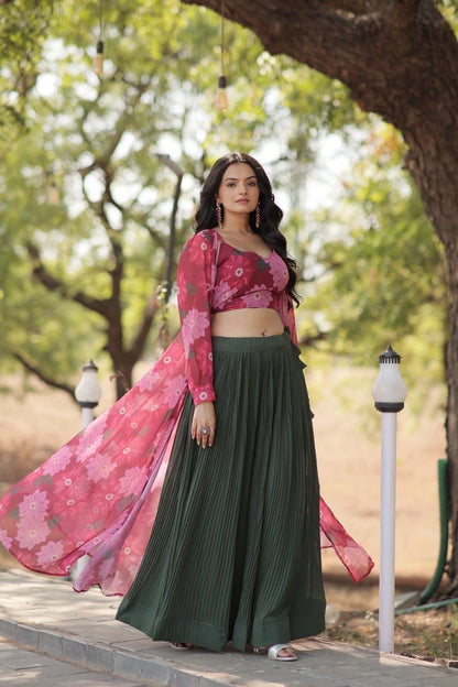 Faux Georgette With Crush Pleating Lehenga Choli