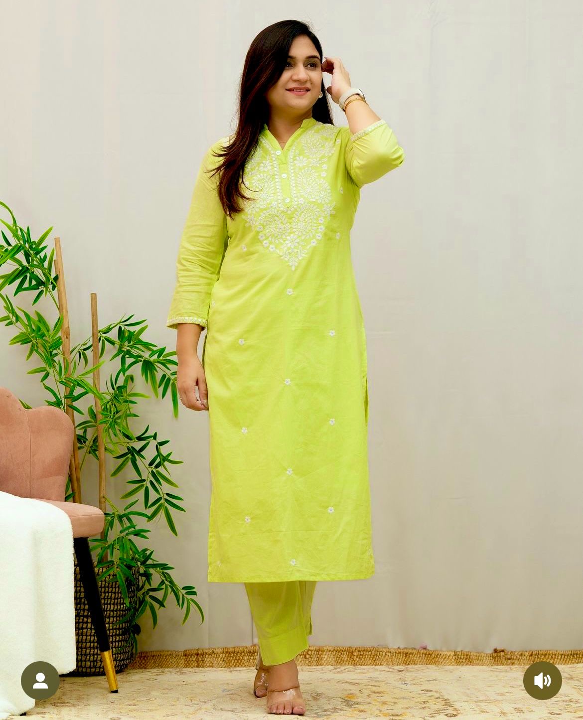 Beautiful Summerish Cotton Pant Set with Thread Embroidery