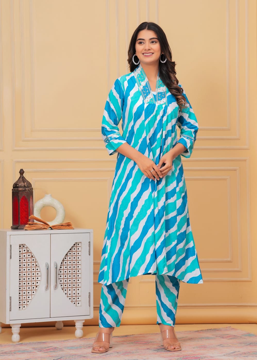 Long Aliya Cut Type Aline Kurta Pant