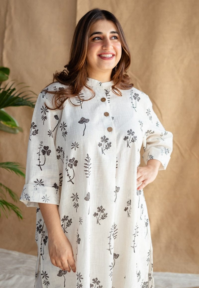 Pure Cotton kurti with leaf print with Plazzo