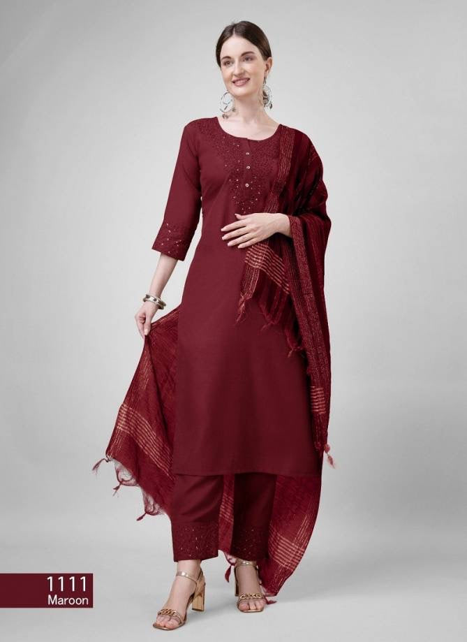 Cotton Blend With Embroidery Kurti Bottom With Dupatta