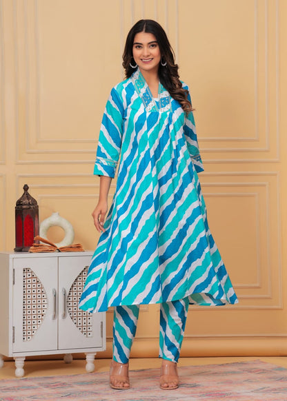 Long Aliya Cut Type Aline Kurta Pant