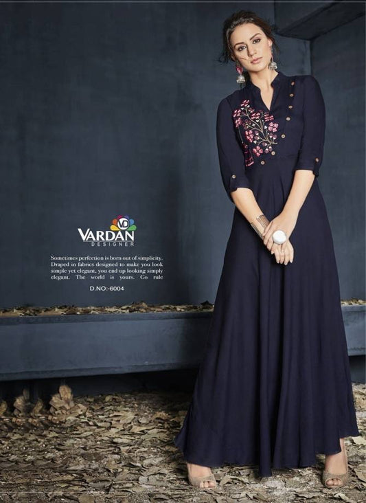 Embroidery Flaired Riyon Anarkali Kurti