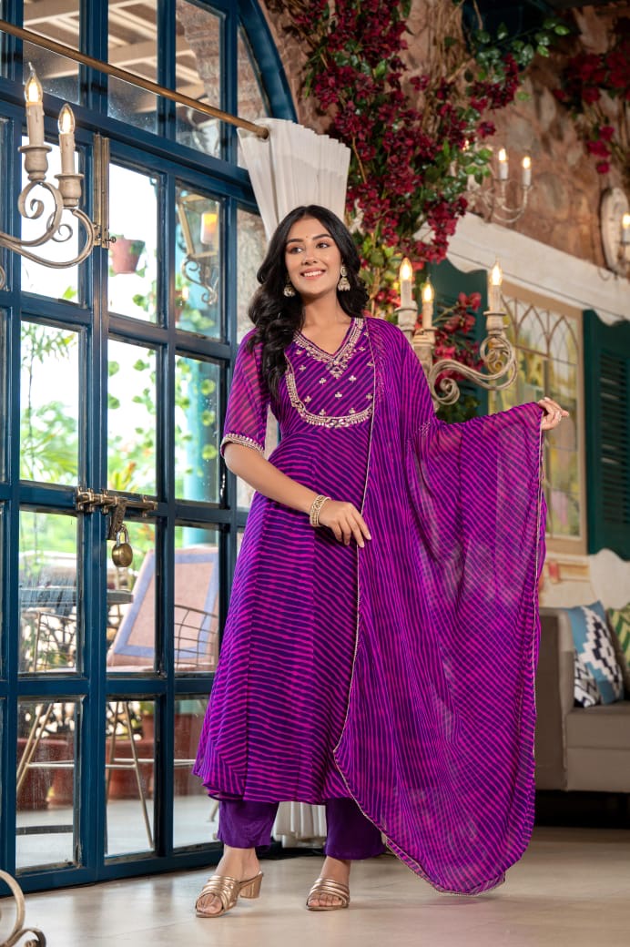 Georgette Lahariya Full Flair Suit Set