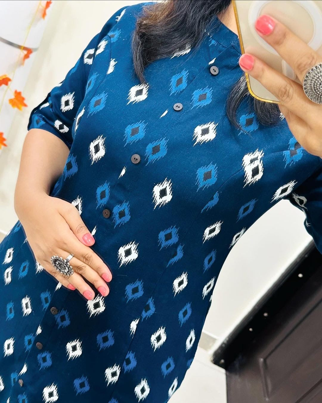 Blue & Playful Print Kurti Set