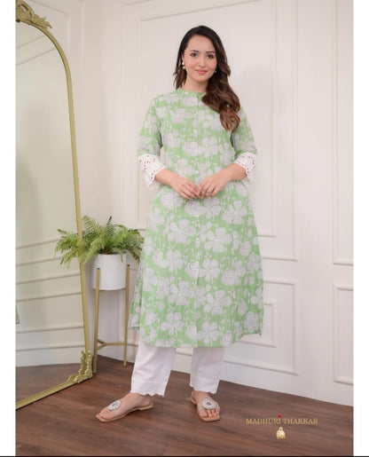 Aline kurti pattern paired with Ankle length pant