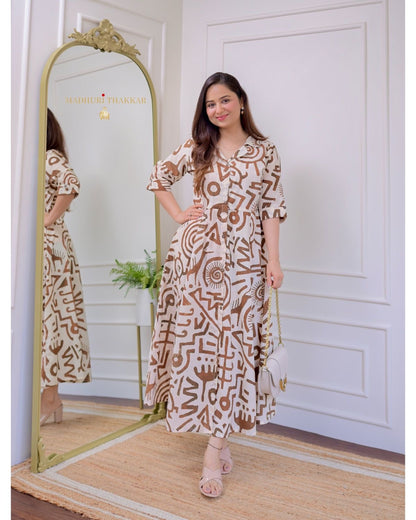 Premium Cotton Printed Fir Flair Dress