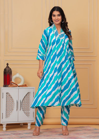 Long Aliya Cut Type Aline Kurta Pant