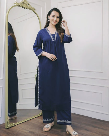 Crafted with Beautiful Thread Embroidery Suit Set