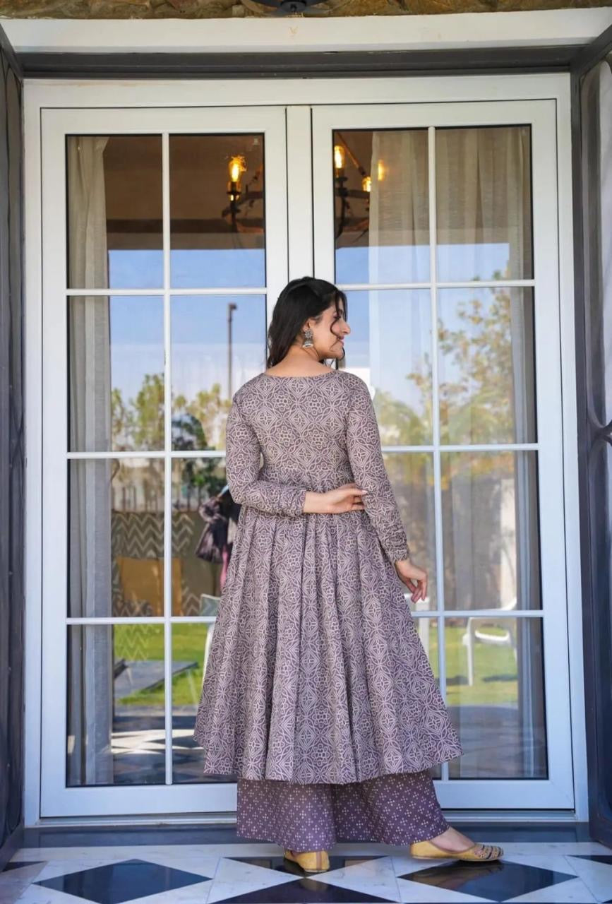 Beautiful Anarkali Angrakha Dress Bandej Print Kurti Gown