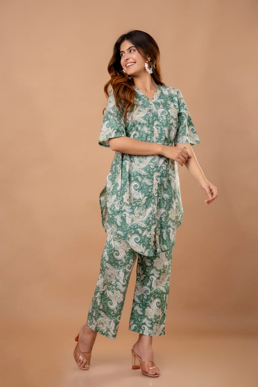 Cotton Party Wear Cotton Print Co-ord Set