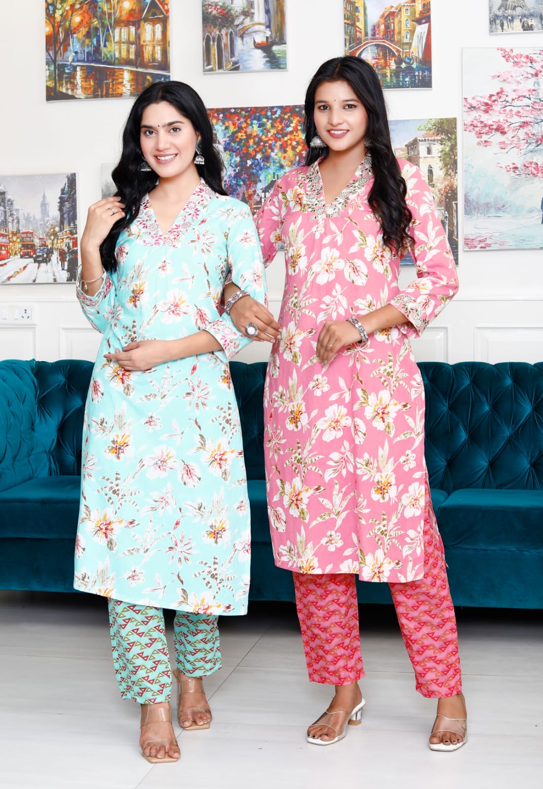 Cotton Printed Kurti with Embriodary on kurti with Nazmi Duppata