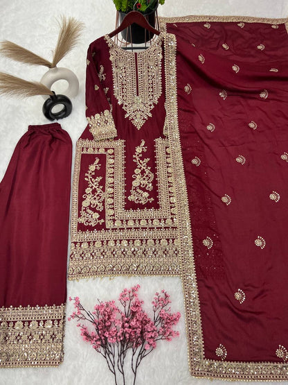 New Designer Collection In Pure Chinnon With Heavy Embroidery Coding Dori-Sequence Work