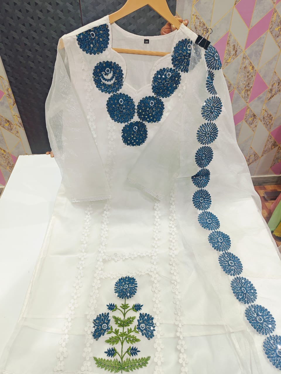 BEAUTIFUL ORGANZA KURTI PANT AND DUPATTA SET