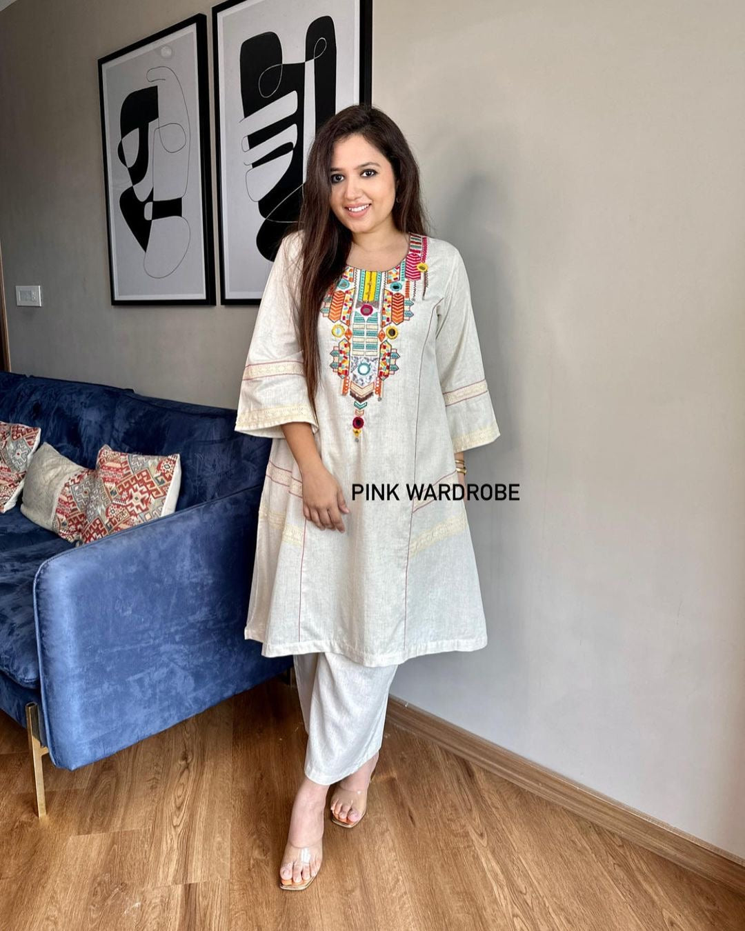 Embroidered Kurta & Plazoo