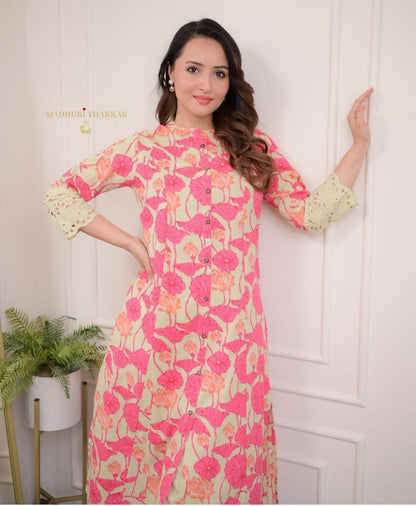 Aline kurti pattern paired with Ankle length pant