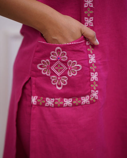 Classy Kurti Pant With Embroidery & Button Work