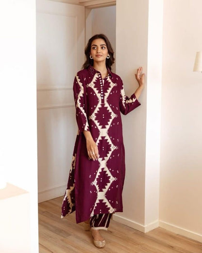 Amazing Printed Soft Reyon Kurta Co-ord Set