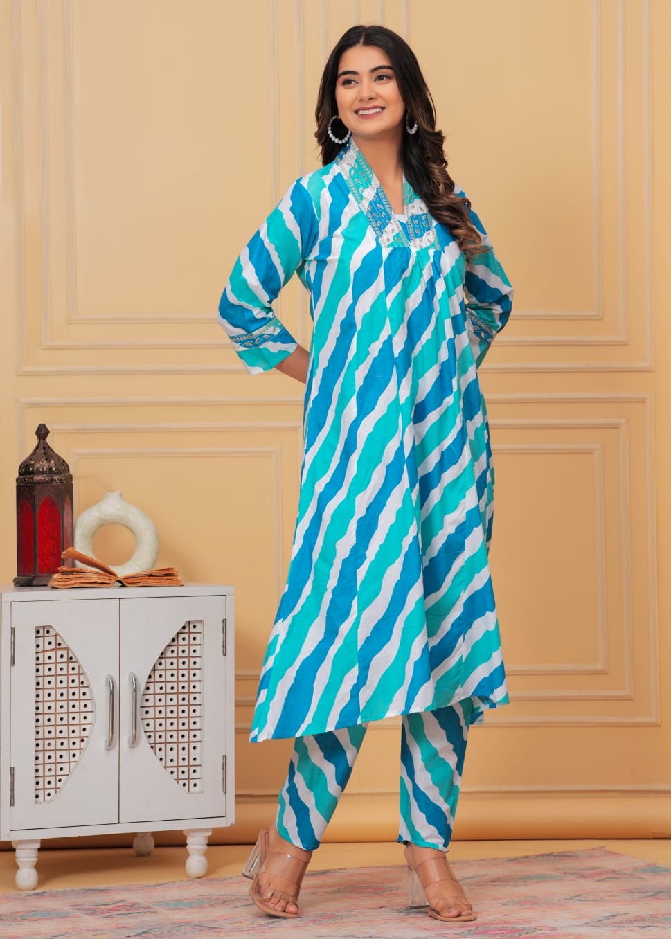 Long Aliya Cut Type Aline Kurta Pant