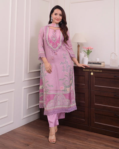 KURTI PENT DUPPTA WITH PERLS SINGLE LINE MALA FOR WOMEN