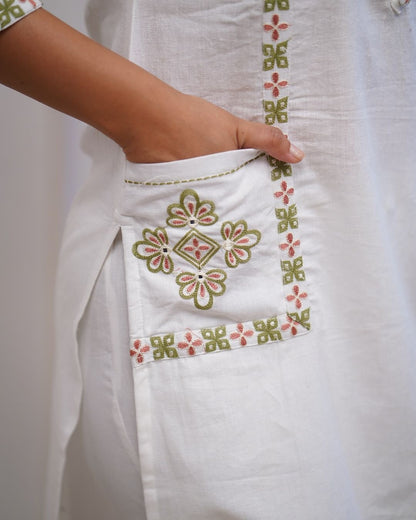 Classy Kurti Pant With Embroidery & Button Work