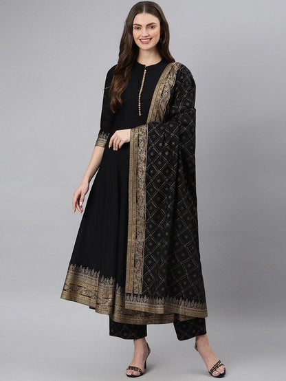 Beautiful Heavy Printed Anarkali Kurti And Full Printed Palazzo And Dupatta