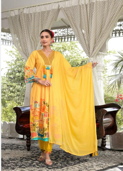 Presenting Beautifully Kurta Pant Set With Dupatta Set