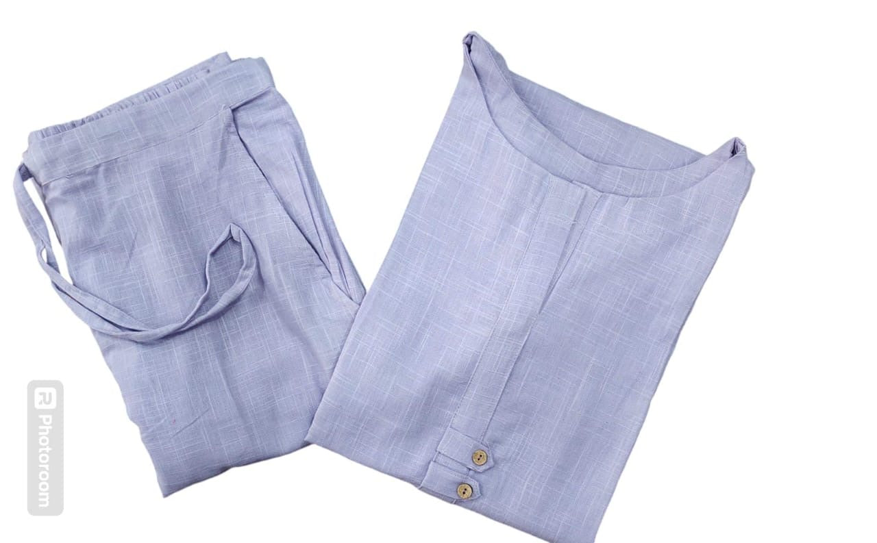 Premium Cotton Slub Palaazo with Side Pockets Set