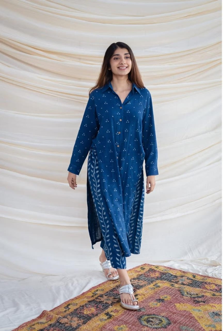 Beautiful Dabu Print Beautiful New Style Kurta with Palazzo Set