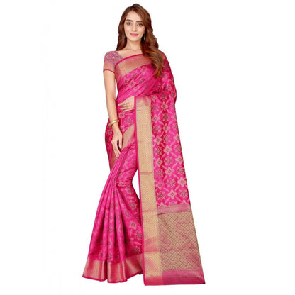 Kanjivaram Silk Saree with Blouse (Pink, 5-6 Mtrs)