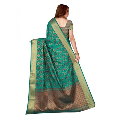 Kanjivaram Silk Saree with Blouse (Green, 5-6 Mtrs)