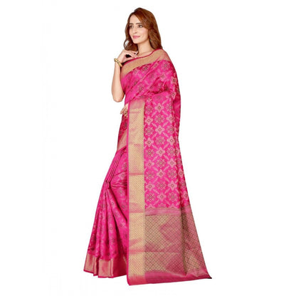 Kanjivaram Silk Saree with Blouse (Pink, 5-6 Mtrs)