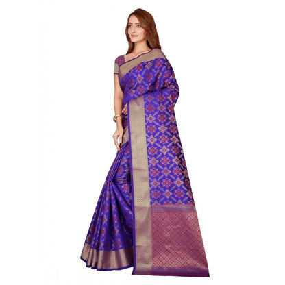 Kanjivaram Silk Saree with Blouse (Blue, 5-6 Mtrs)