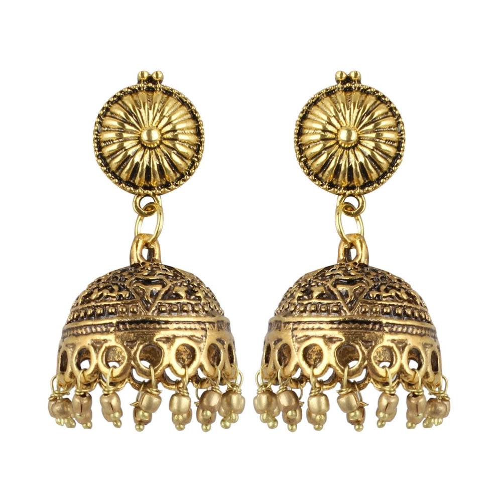 Gold Plated Jhumki Earrings-Gold