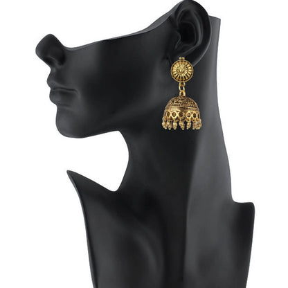 Gold Plated Jhumki Earrings-Gold