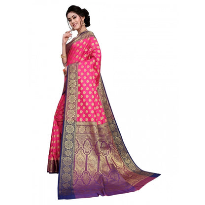 Sana Silk Jacquard Saree With Blouse (Pink, 5-6 Mtrs)