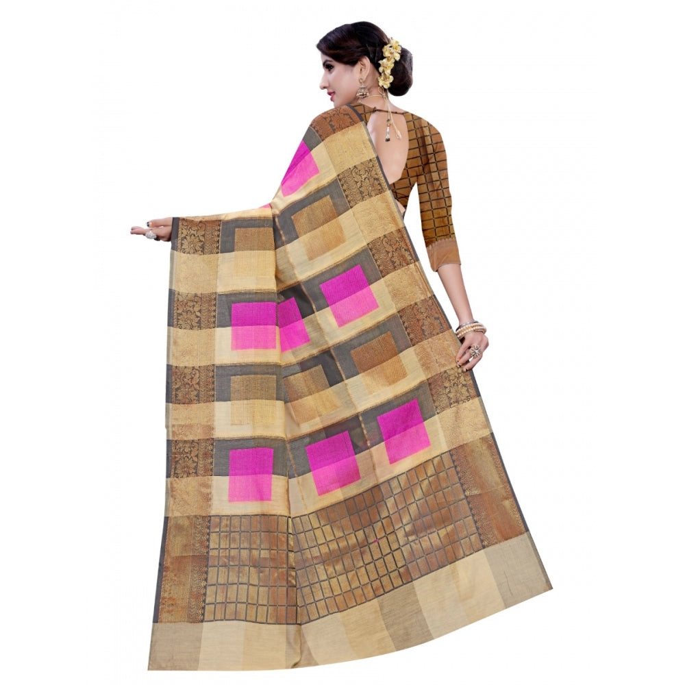 Cotton, Jacqaurd Saree With Blouse (Multi Color, 5-6 Mtrs)