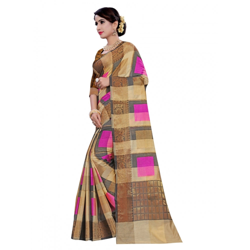 Cotton, Jacqaurd Saree With Blouse (Multi Color, 5-6 Mtrs)