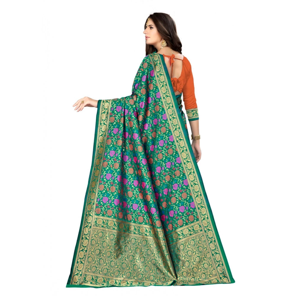 Banarasi silk Saree with Blouse (Multi, 5-6mtr)