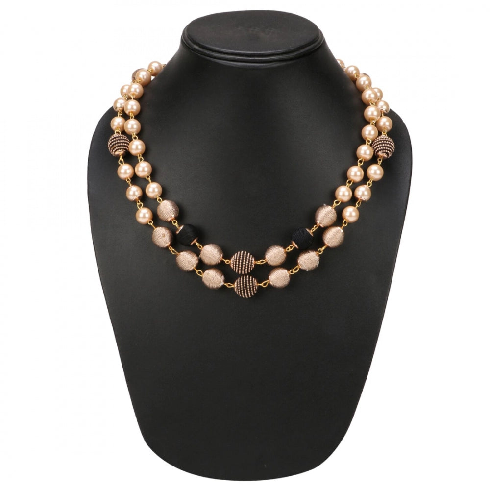 Beige Pearls Two Layer Oxidized Golden Necklace