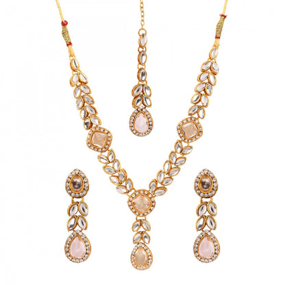 Traditional Kundan Necklace Set with Earrings and Maang Tikka