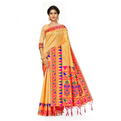 Banarasi Silk Saree (Cream, 5-6mtrs)